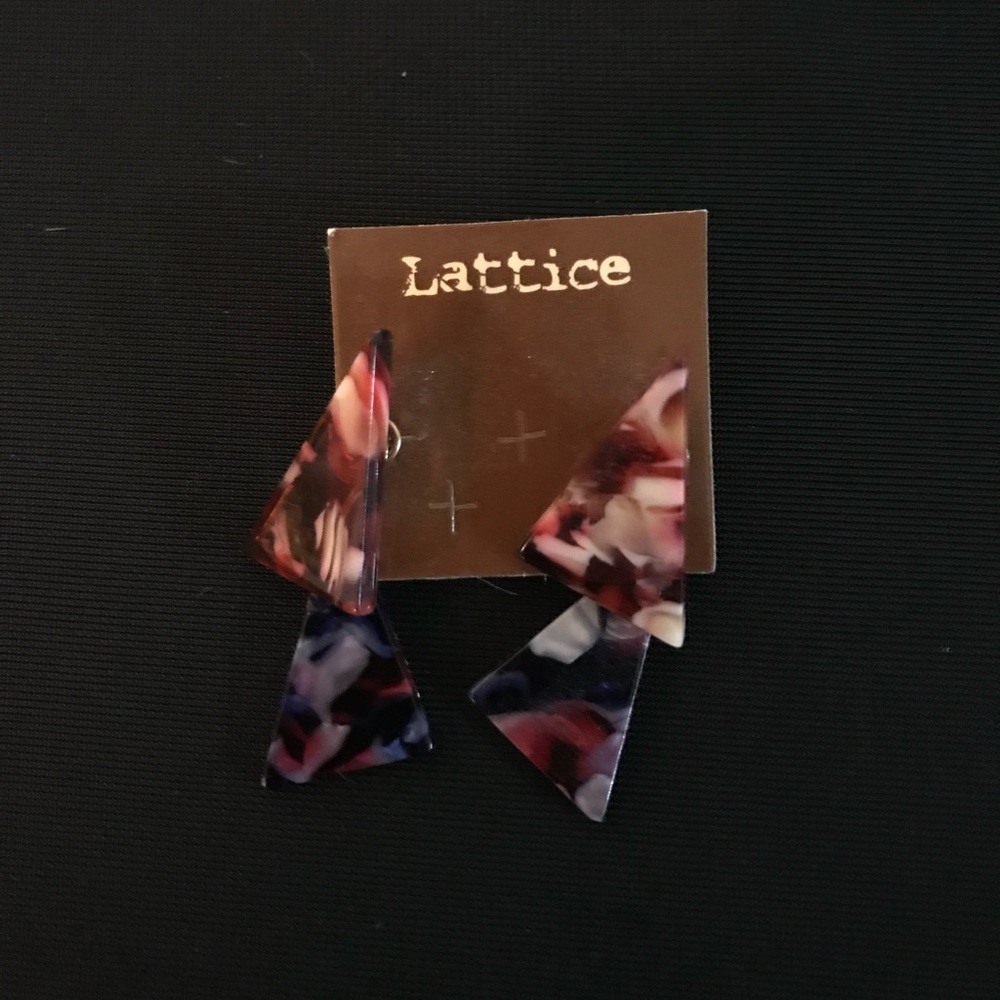 Lattice Floral Triangle Drop Earrings